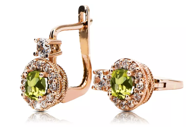 Vintage Earrings Yellow Peridot 14K Rose gold cec003r